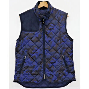 Waterville Quilted Peter Theo Vest Mens M Made in Italy Blue Camouflage Golf